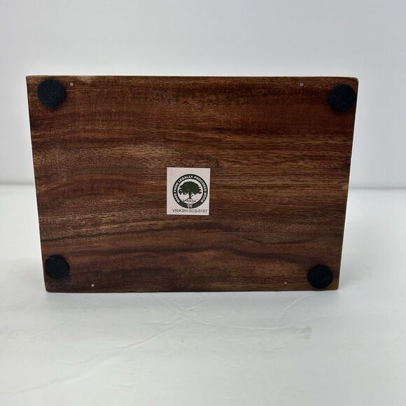 Triquetra Celtic Floral Hand Carved Wooden Trinket Keepsake Box Gemstones - Picture 13 of 16